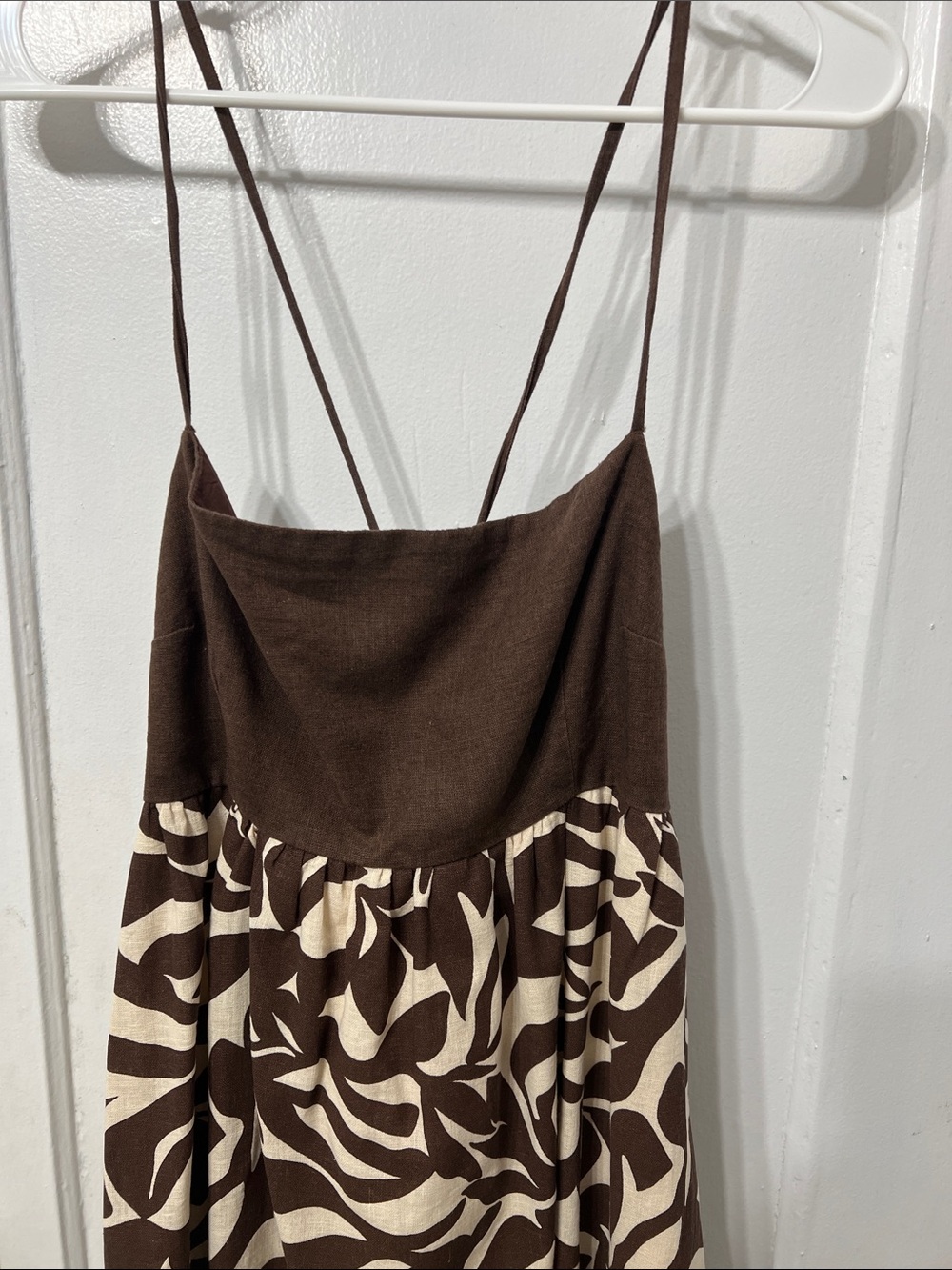 Abercrombie Brown Printed Spaghetti Strap Women's Dress
